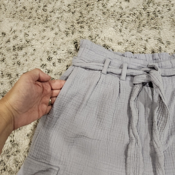 Joie SZ M Cotton Gauze Cargo Paperbag Tie Waist Casual Loungewear Wide Leg Pants - Picture 7 of 10